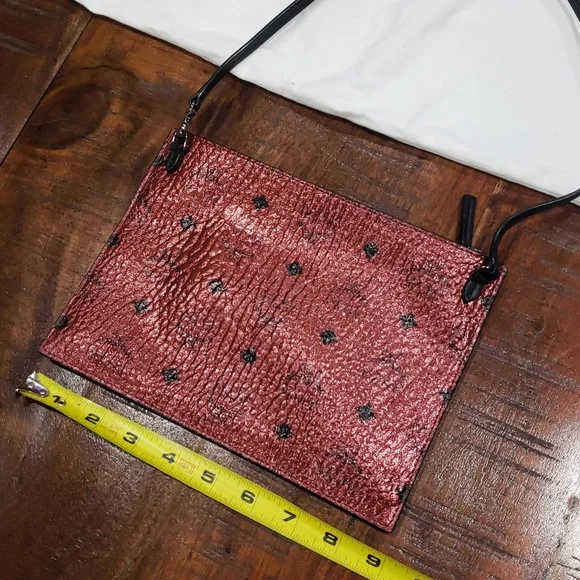 MCM Metallic Red Tote Bag And Mini with Luxurious Leather Finish